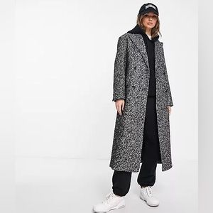 Mango Black and White Long Coat